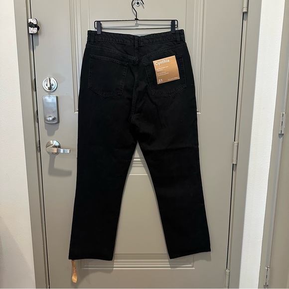 NWT Reformation Cynthia High Rise Straight Jeans Black Size 31 - Picture 3 of 10